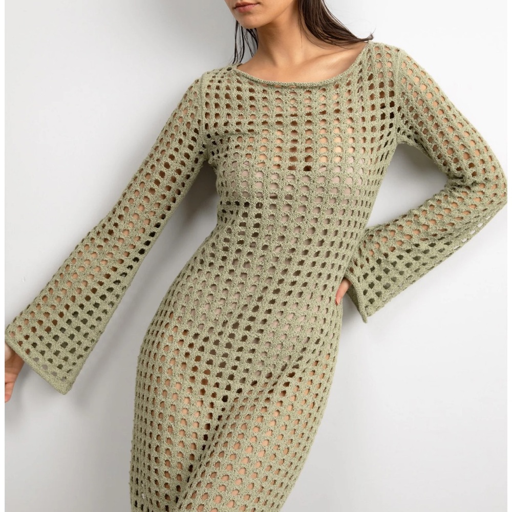 MIDI OPEN KNIT SWIMSUIT COVERUP DRESS - Picture 4 of 5